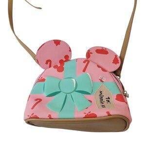 Disney Minnie Mouse Christmas Pink Crossbody Bag With Bow